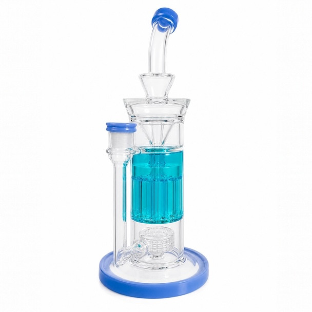 Freeze Rig: 12" Glycerin Dab Rig with Tree Arm Perc - Blue