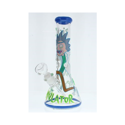 R Morty Giant Rick Hand Painted Glass Bong