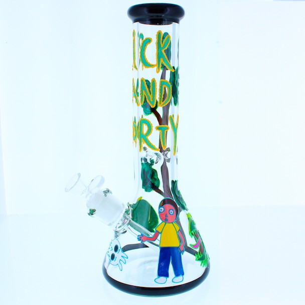 R Morty Killer Frog Hand Painted Glass Bong