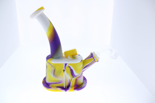 Relegated Renegades Oval Silicone Dab Rig - White, Yellow, Purple 