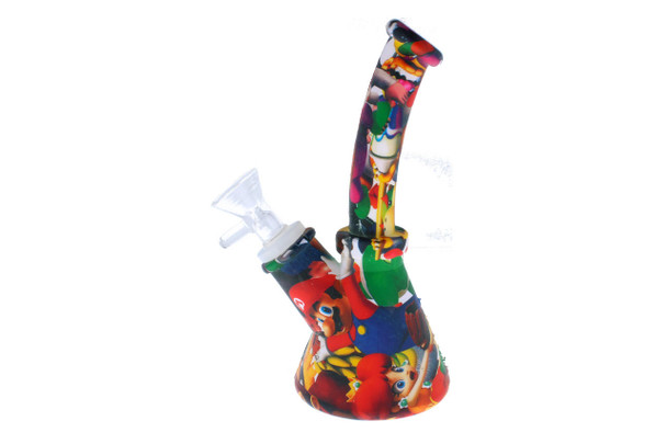  7" Silicone Mario Kong Pattern Beaker Bottom Bong 