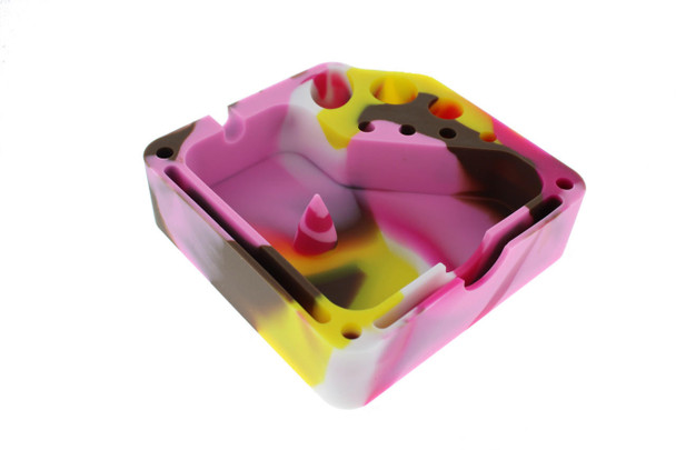  Square Silicone Dab Station - Pink, Yellow, White & Brown 