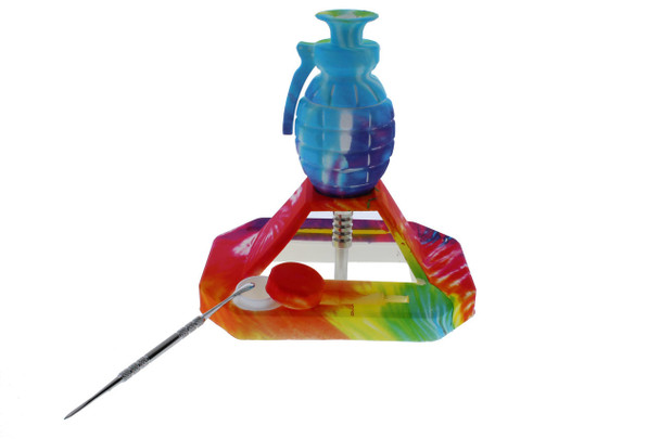  Silicone Grenade Nectar Collector with Titanium Nail - Tye Dye Swirl 