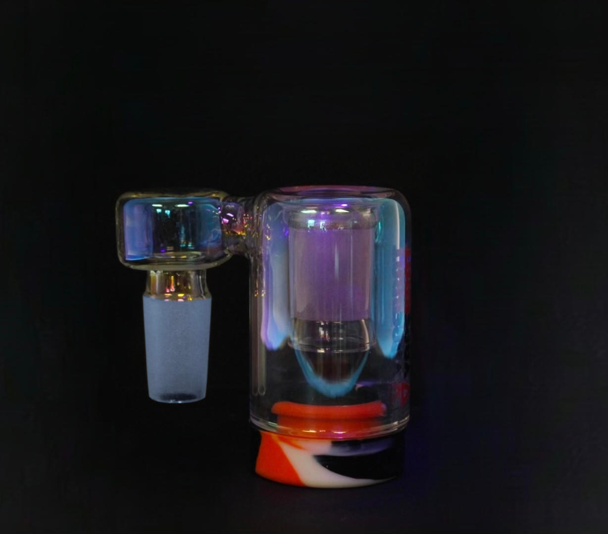 Iridescent Glass Reclaim Catcher: 14mm Male 90 Degree Sidecar