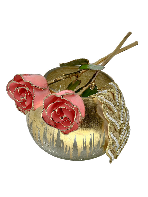 24K Forever Rose's 11"  W/ Gold Vase {5} Color Choices