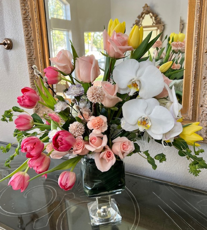 Harmony Song with Orchid & Tulips