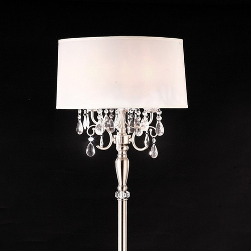 Aletheia Elegant Chrome Floor Lamp w/ Hanging Crystals