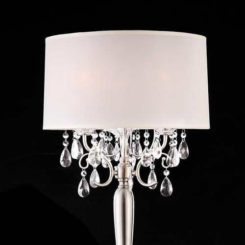 Aletheia Elegant Crystal Chrome Table Lamp w/ Ivory Shade