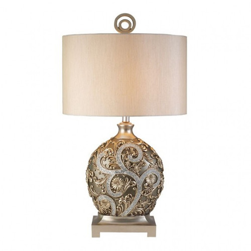 Nadira Champagne Beautifully Embellished Table Lamp w/ Gold and Silver Accents