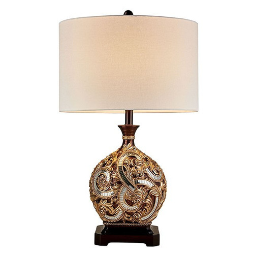 Mahir Traditional Gold Table Lamp w/ Intricate Tile Accents