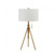 Kahlima Vintage Contemporary Tripod Table Lamp in Stained Gold or Brushed Steel w/ Ivory Shade