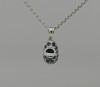 14K White Gold Baby Shoe Diamond and Sapphire Pendant With 16" Chain