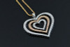 14K Rose and White Gold Heart Shaped Diamond Pendant with 24" Rose Gold Chain