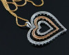 14K Rose and White Gold Heart Shaped Diamond Pendant with 24" Rose Gold Chain
