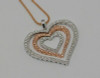 14K Rose and White Gold Heart Shaped Diamond Pendant with 24" Rose Gold Chain