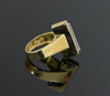 18K Yellow Gold Modernest Ring with Vertical Set Diamonds Circa 1970, Size 8.25