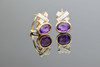 14K Yellow White Gold Amethyst Diamond Omega Clip Studs