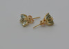 14K Yellow Gold Aqua Color Ear Studs