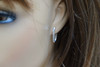 14K White Gold Diamond Hinged Hoop Earrings, 18 stones in line set, 1/3 ct tw HS