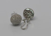 14K White Gold Ball Shaped Top Pave Earring Post and Clips