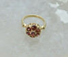 14K Yellow Gold Ruby Rosette Ring, Circa 1950, Size 4.75
