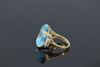 14K Yellow Gold Blue Topaz & White Sapphire Ring, Circa 1980, Size 6