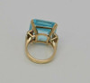 14K Yellow Gold Blue Topaz & White Sapphire Ring, Circa 1980, Size 6