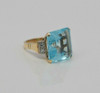 14K Yellow Gold Blue Topaz & White Sapphire Ring, Circa 1980, Size 6