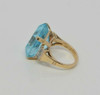 14K Yellow Gold Blue Topaz & White Sapphire Ring, Circa 1980, Size 6