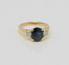 14K Yellow Gold Sapphire & Diamond Ring Circa 1980, Size 6.5