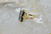 14K Yellow Gold Retro Onyx Filigree Ring, Diamond Center, Ring Size 7