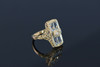 14K Yellow Gold Retro-style, Aquamarine & Diamond Ring, Size 7