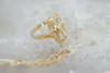 14K Yellow Gold Retro-style, Aquamarine & Diamond Ring, Size 7