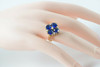 14K Yellow Gold Blue Stone & Pearl Heart Ring Circa 1950, Size 6.25