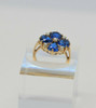 14K Yellow Gold Blue Stone & Pearl Heart Ring Circa 1950, Size 6.25