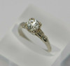 14K White Gold Antique Diamond Ring, 1.05 ct, Transitional Cut Stone, Size 6.75