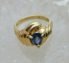 14K Yellow Gold Sapphire Ring, Pear Shaped 7mm Stone, Size 6