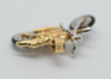 14K White & Yellow Gold Motorcycle Pendant, Moveable Parts, Steering and Wheels