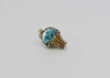 14K Yellow Gold Woven Basket Charm, Blue Beads Inside, Circa 1950