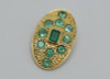 18K Yellow Gold Emerald Pendant, 10 Round Faceted Stones & 1 Emerald Cut Center