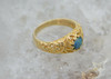 14K Yellow Gold Doublet Opal Cabochon Ring, Pierced Decoration, Size 7.25