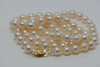 24" Pearl Strand, 6mm Sea Pearls, Gold Clasp, Slightly Oval Knotted Strand