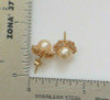 14K Yellow Gold Pearl and Diamond Halo Studs, 7mm Round Pale Peach Centers