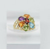 14K Yellow Gold Multi Stone Ring, Citrine, Peridot, Amethyst & Topaz, Size 6.75