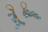 14K Yellow Gold Blue Topaz French Clip Earrings, 7 Drops to Each, Circa 1990