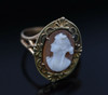 14K Yellow Gold Cameo Ring, Estate Piece, Circa 1960's, Size 6.75