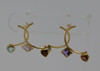 14K Yellow Gold Modernist Ear Studs, Blue Topaz, Garnet, and Amethyst