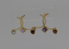 14K Yellow Gold Modernist Ear Studs, Blue Topaz, Garnet, and Amethyst