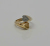 14K Yellow Gold Diamond and Yellow Sapphire Heart Bypass Ring, 1980's, Size 7.75