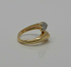 14K Yellow Gold Diamond and Yellow Sapphire Heart Bypass Ring, 1980's, Size 7.75